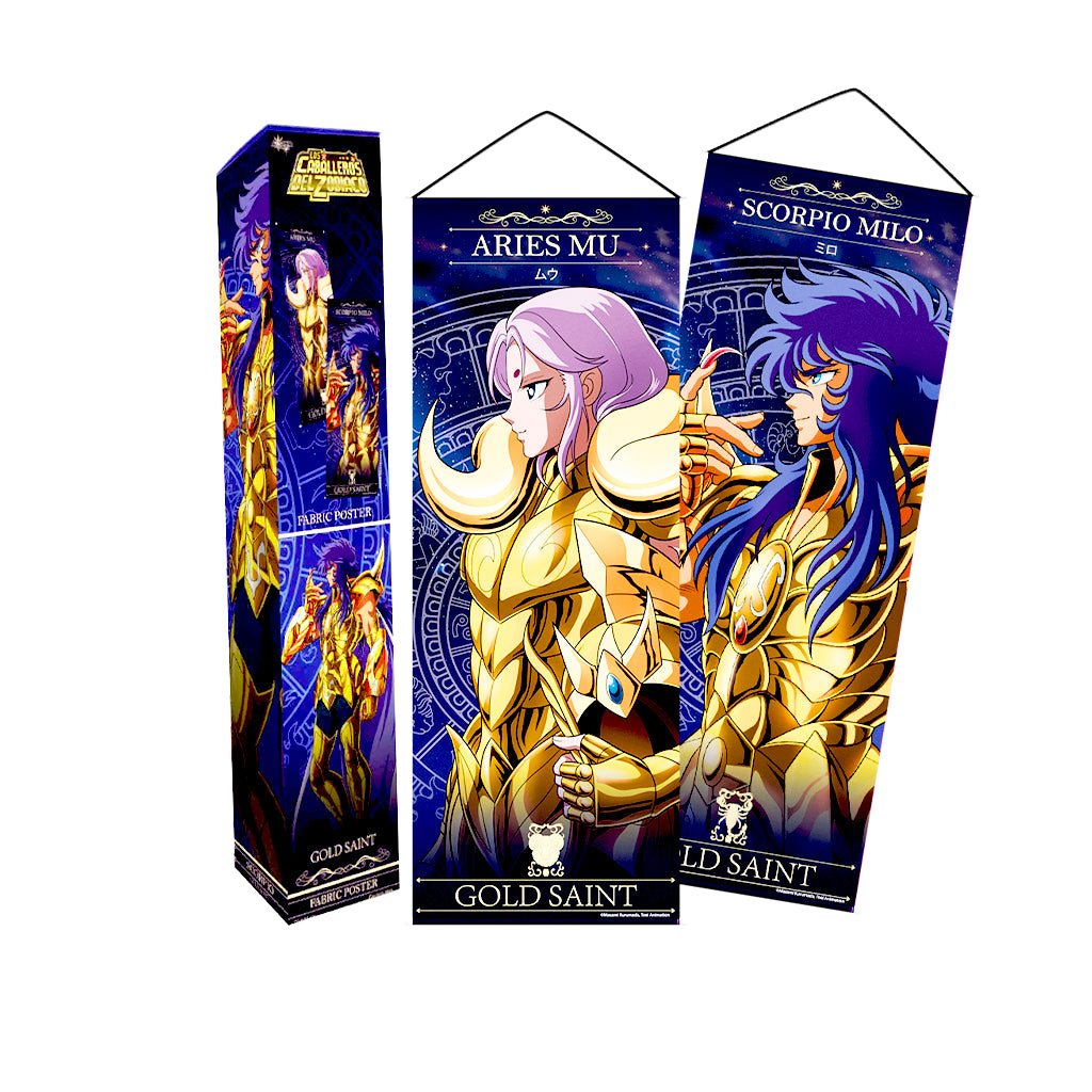 Geek Lab – Póster Colgante De Tela - Caballeros Del Zodiaco Scorpio Y Aries