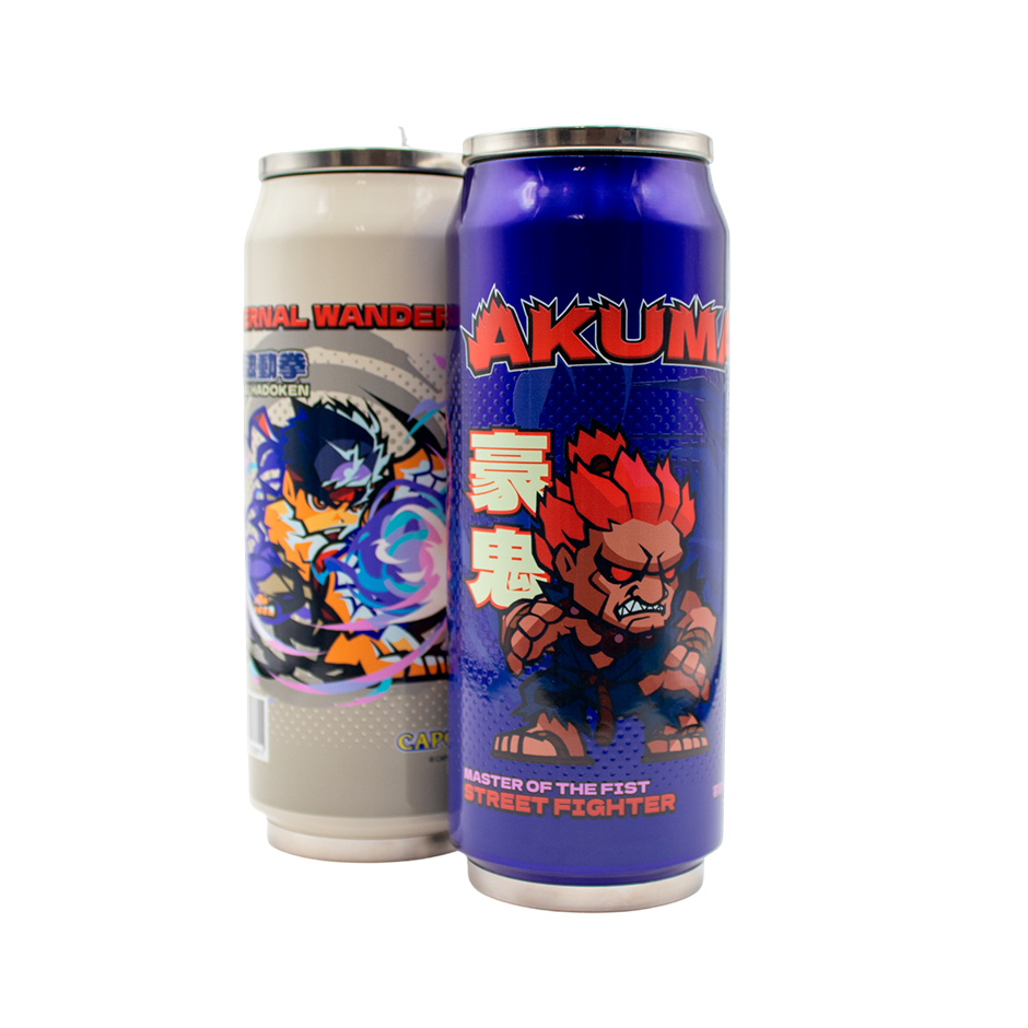 GEEKLAB - TERMO LATA DUAL SET RYU VS AKUMA ACERO INOXIDABLE 520 ML - STREET FIGHTER
