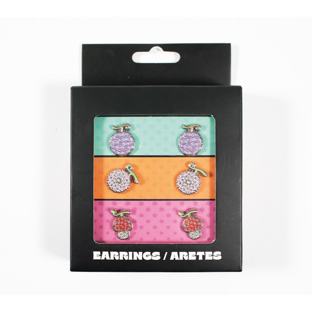 GEEKLAB - ARETES DEVIL FRUITS DE ACERO INOXIDABLE SET DE 3 PARES - ONE PIECE
