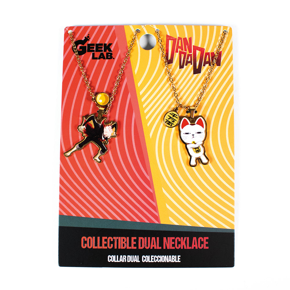 GEEKLAB - SET 2 COLLARES TURBO GRANNY & OKARUN - ACERO INOXIDABLE - DAN DA DAN