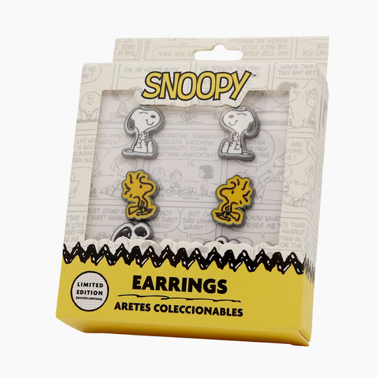 GEEKLAB - ARETES SNOOPY & WOODSTOCK  DE ACERO INOXIDABLE SET DE 3 PARES - PEANUTS