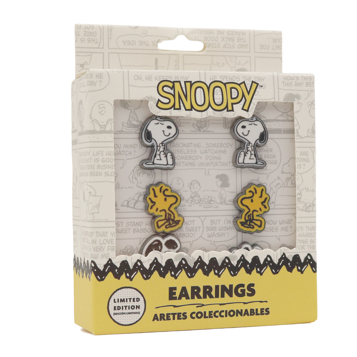 GEEKLAB - ARETES SNOOPY & WOODSTOCK  DE ACERO INOXIDABLE SET DE 3 PARES - PEANUTS