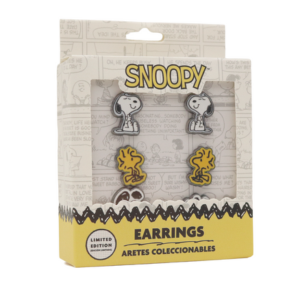 GEEKLAB - ARETES SNOOPY & WOODSTOCK  DE ACERO INOXIDABLE SET DE 3 PARES - PEANUTS
