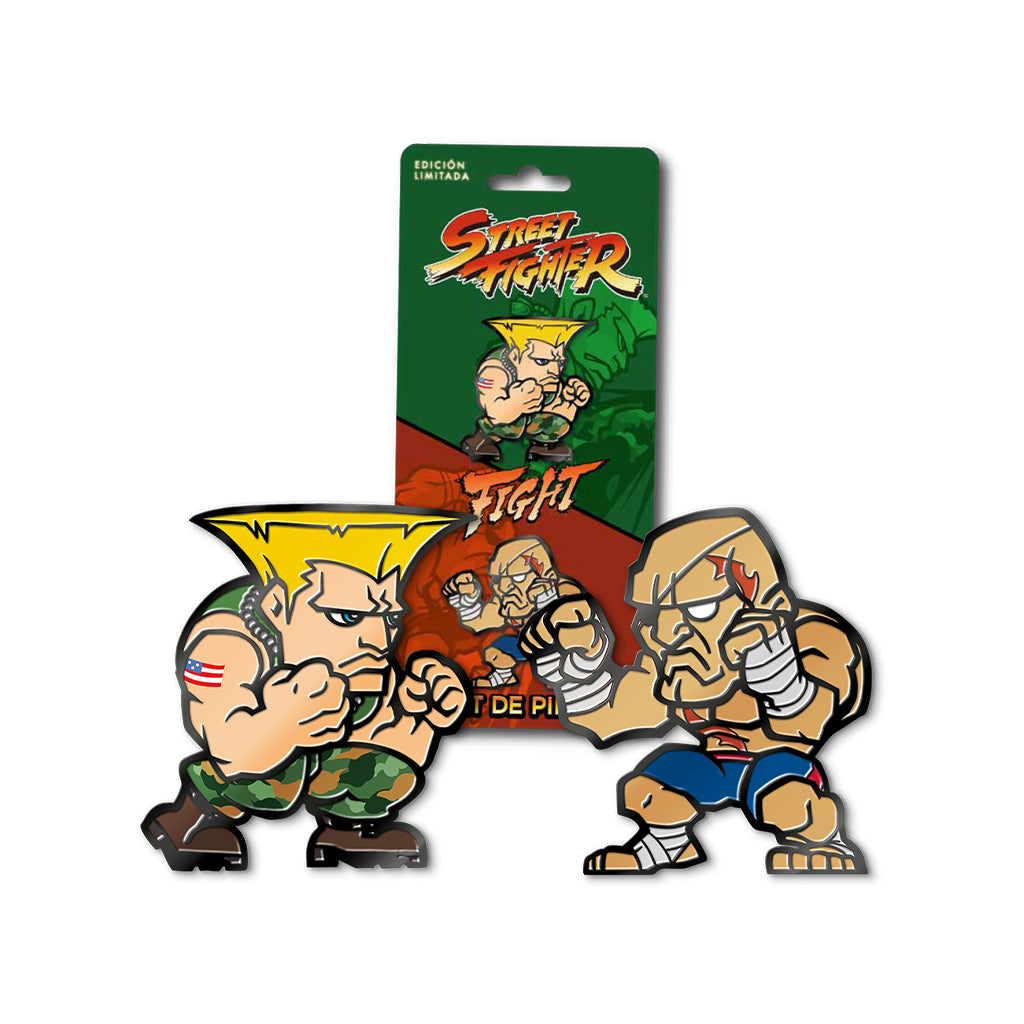 Geek Lab - Set Dual Pines Metálicos - Street Fighter Sagat Y Guile