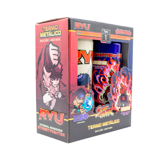 GEEKLAB - TERMO LATA DUAL SET RYU VS AKUMA ACERO INOXIDABLE 520 ML - STREET FIGHTER